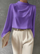 Emmeline - Blouse élégante à col montant et manches longues