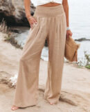 Lucretia - Pantalon taille haute en coton et lin