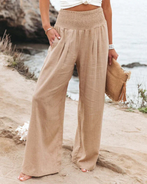 Lucretia - Pantalon taille haute en coton et lin – Image 5
