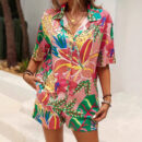 Karissa - Ensemble élégant avec polo fleuri et short