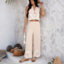 Everly - Haut sans manches en dentelle et pantalon taille haute à jambe large