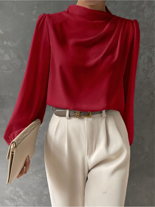 Emmeline - Blouse élégante à col montant et manches longues – Image 4