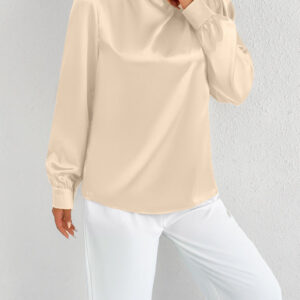 Elvira - Blouse élégante à col montant et manches longues