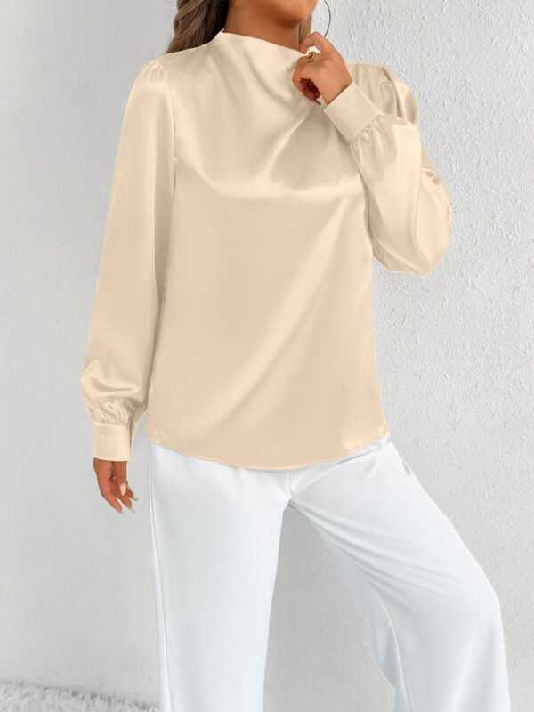Elvira - Blouse élégante à col montant et manches longues