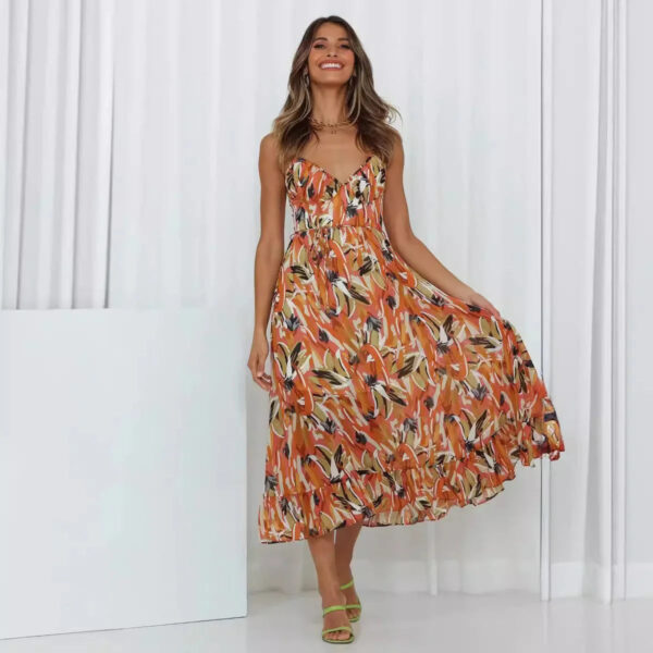 Odisa - Robe d'été imprimée sans manches avec col en V – Image 2