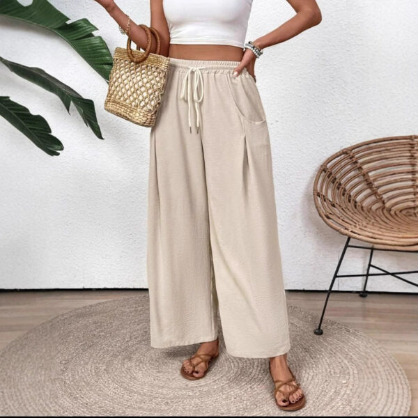 Jiselle - Pantalon décontracté à jambe large et taille à cordon