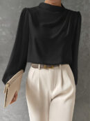 Emmeline - Blouse élégante à col montant et manches longues