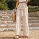 Emberly - Pantalon large taille haute avec lien à nouer et style ample