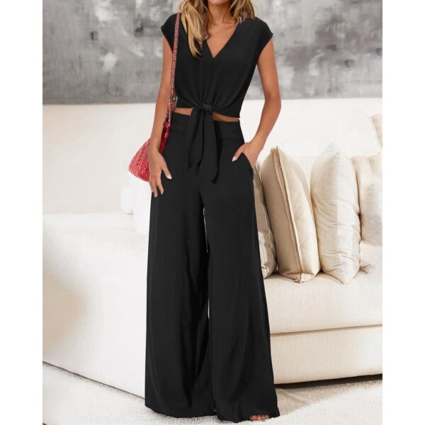 Analise - Ensemble élégant avec top et pantalon taille haute à jambe large – Image 3