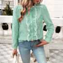 Cindy - Blouse élégante à manches longues avec volants en dentelle et boutons