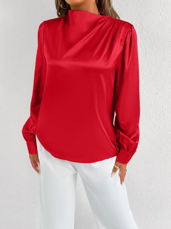 Elvira - Blouse élégante à col montant et manches longues – Image 3