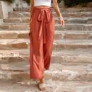 Emberly - Pantalon large taille haute avec lien à nouer et style ample
