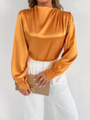 Elvira - Blouse élégante à col montant et manches longues