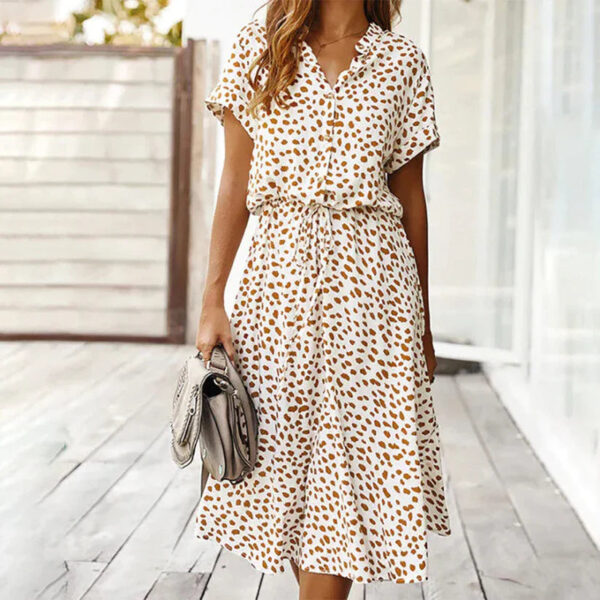 Jessica - Robe imprimée à manches courtes et col en V – Image 5