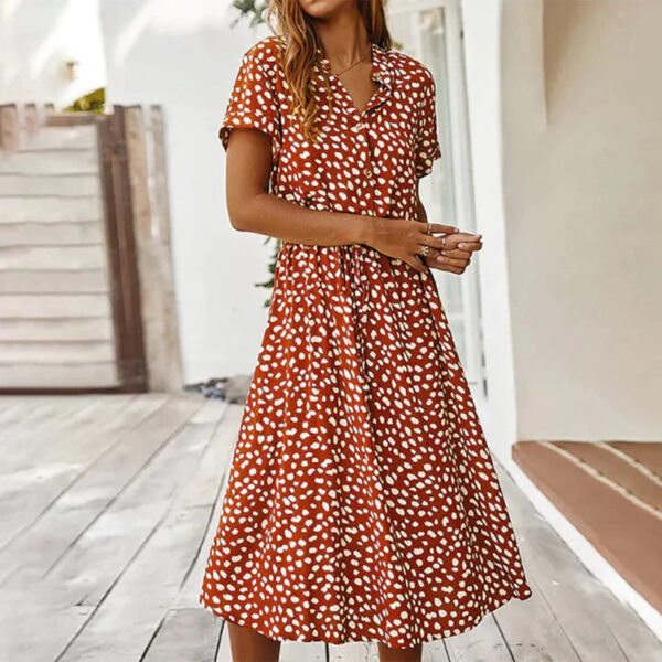 Jessica - Robe imprimée à manches courtes et col en V – Image 4