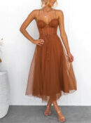 Dorothy - Robe midi en tulle sans dos et sans manches
