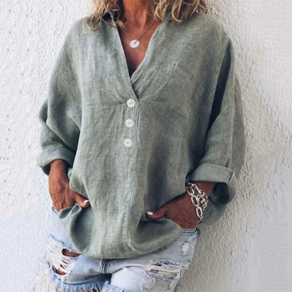 Solea - Chemisier oversize en coton et lin pour femme – Image 4