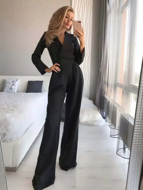 Arlene - Combinaison ample à manches longues et col en V pour femme – Image 3