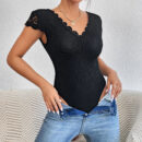 Kristine - Body moulant en dentelle avec col en V