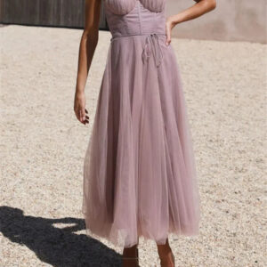 Dorothy - Robe midi en tulle sans dos et sans manches