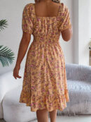 Vivian - Robe fleurie féminine à manches bouffantes