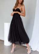 Dorothy - Robe midi en tulle sans dos et sans manches