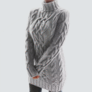 Audrey - Robe pull à motif torsadé épais et col roulé