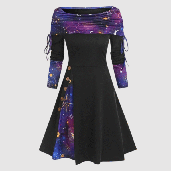 Alison - Robe d'hiver à manches longues et épaules dénudées – Image 5