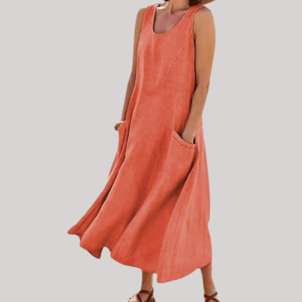 Jolie – Robe midi sans manches en coton et lin – Image 3