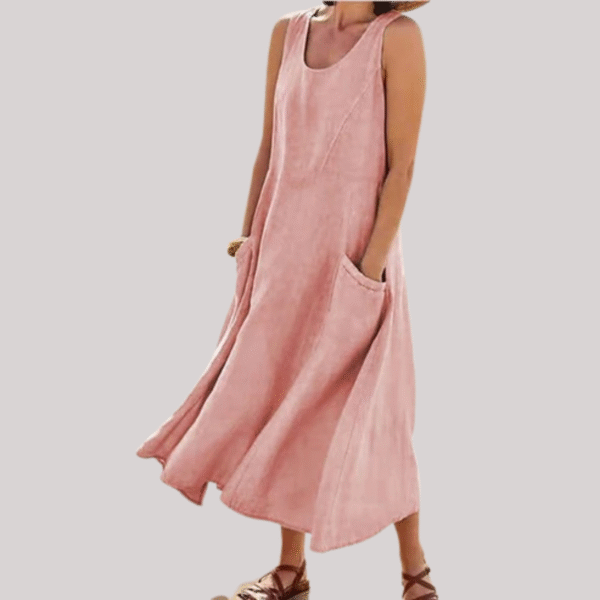 Jolie – Robe midi sans manches en coton et lin – Image 4