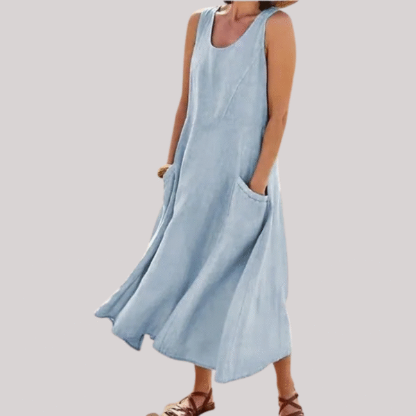 Jolie – Robe midi sans manches en coton et lin – Image 5