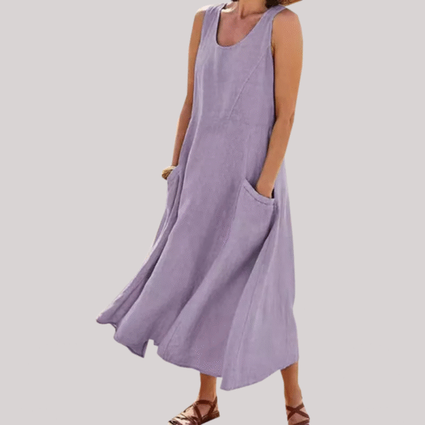 Jolie – Robe midi sans manches en coton et lin – Image 6