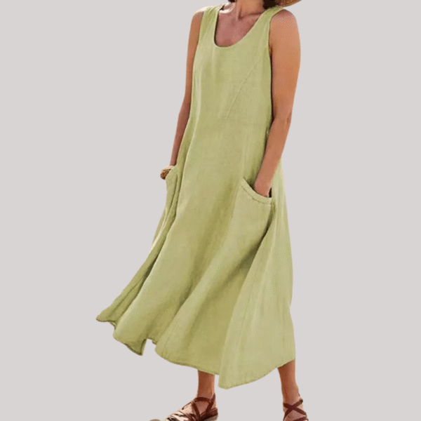 Jolie – Robe midi sans manches en coton et lin – Image 8