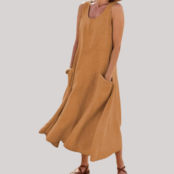 Jolie – Robe midi sans manches en coton et lin – Image 9