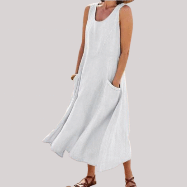 Jolie – Robe midi sans manches en coton et lin – Image 2