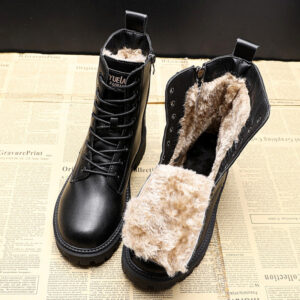 Lovie - Bottes d'hiver en cuir noir