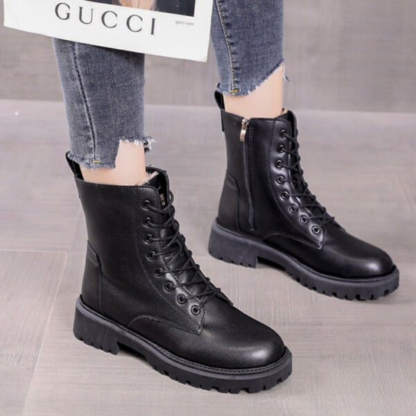 Lovie - Bottes d'hiver en cuir noir – Image 3