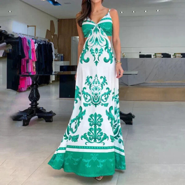 Maribelle - Robe d'été avec col en V et bretelles spaghetti – Image 3