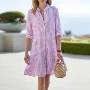 Rebecca - Robe chemise décontractée à carreaux pour femme