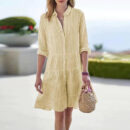 Rebecca - Robe chemise décontractée à carreaux pour femme