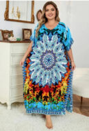 Sherman - Robe bohème ample multicolore avec col en V
