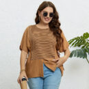 Aubrey - T-shirt à col rond à rayures et patchwork pour femme