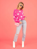 Emily - Pull tricoté avec imprimé coeur