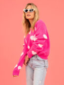 Emily - Pull tricoté avec imprimé coeur