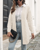 Amanda - Élégant cardigan en maille torsadée à ouverture frontale