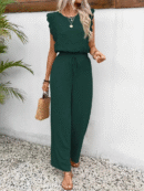 Cecile - Ensemble élégant avec haut sans manches à dentelle et pantalon ample à cordon