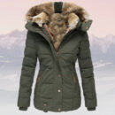 Eliza - Veste d'hiver chaude avec col et capuche en fourrure pour femmes