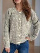 Callie - Cardigan élégant à manches longues et boutons façon chiné