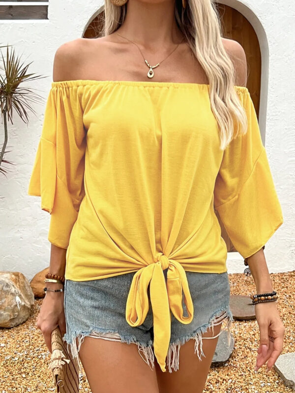 Gwen - Blouse élégante à épaules dénudées et nœud lâche – Image 2
