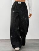 Belva - Pantalon à jambes larges avec imprimé étoiles et galaxies pour femmes